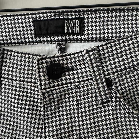 NWT DAVID KAHN NIKKI ANKLE BLACK & WHITE HOUNDSTOOTH PANTS SIZE 28 - Picture 1 of 7